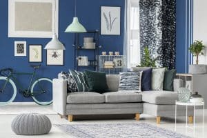 Navy blue living room design